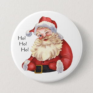 Ho! Ho! Ho! Old Fashioned Santa Claus 3 Inch Round Button
