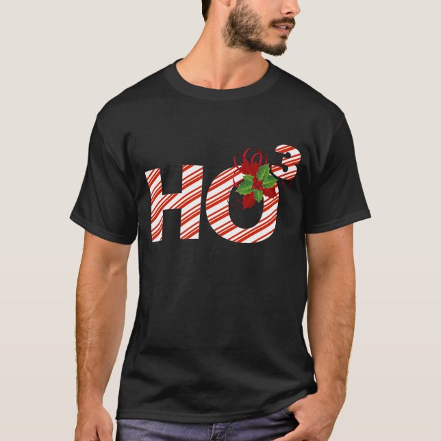 HO HO HO or HO Cubed Math Christmas Candy Cane T-Shirt (Front)
