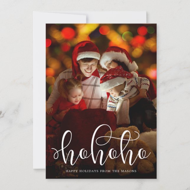Ho Ho Ho Overlay Holiday Photo Card (Front)