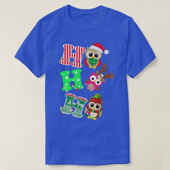 Ho Ho Ho Owl Christmas Light Decor  T-Shirt (Design Front)