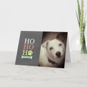 Ho Ho Ho Pawprint Pet Photo Carte de Noël