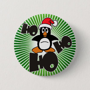 Ho Ho Ho - Penguin - merry christmas + your backgr 2 Inch Round Button