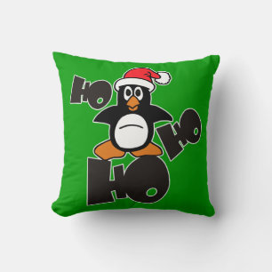 Ho Ho Ho - Penguin - merry christmas + your idea Throw Pillow