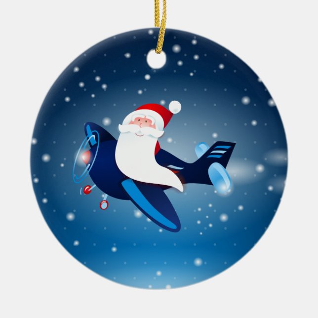 Ho ho ho ! Père Noël sur l'avion, ornement (Devant)