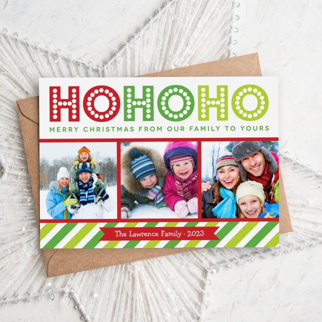 Ho Ho Ho Photo Collage Carte de vacances moderne (Créateur téléchargé)