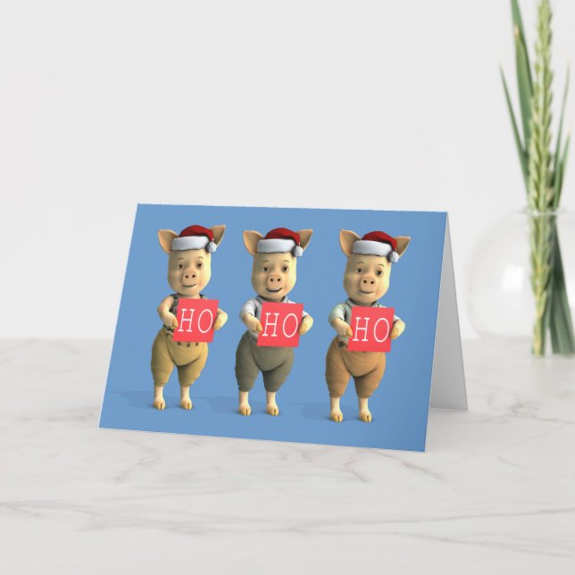 Ho Ho Ho Piglets Holiday Card (Front)