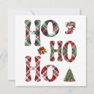 Ho Ho Ho Plaid Christmas  Invitation
