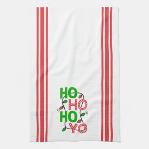 Ho Ho Ho Red and Green Christmas Kitchen Towel