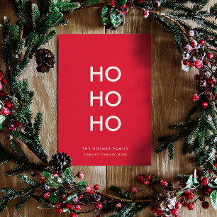 Ho Ho Ho   Red Christmas Modern Minimalist Simple Holiday Card
