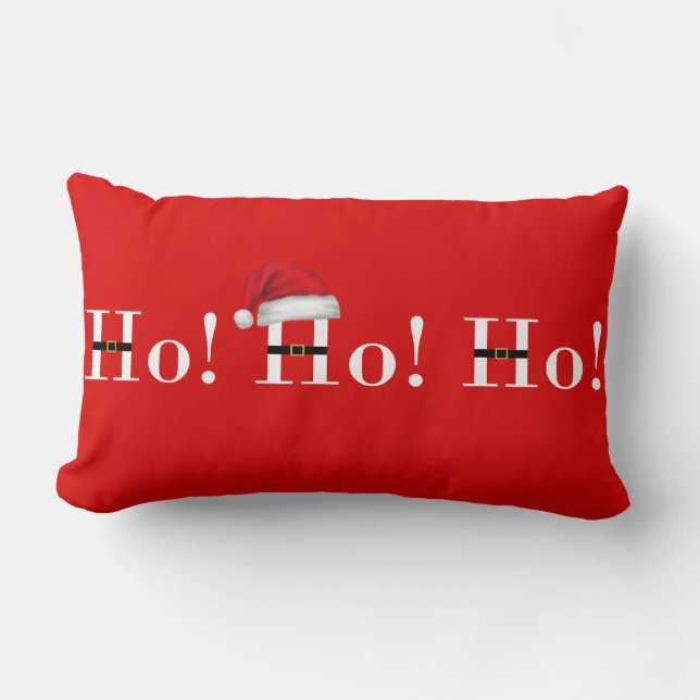 Ho Ho Ho Red Christmas pillow (Front)