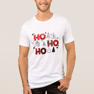 Ho Ho Ho Red Christmas Trees Winter Holidays Tri-Blend Shirt