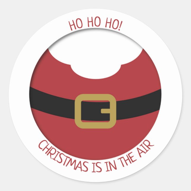 HO HO HO! Red Santa's belly with belt and beard Classic Round Sticker (Front)