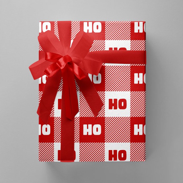 Ho Ho Ho Red & White Chic Christmas Buffalo Plaid Wrapping Paper (Ho Ho Ho Red & White Chic Christmas Buffalo Plaid Wrapping Paper)