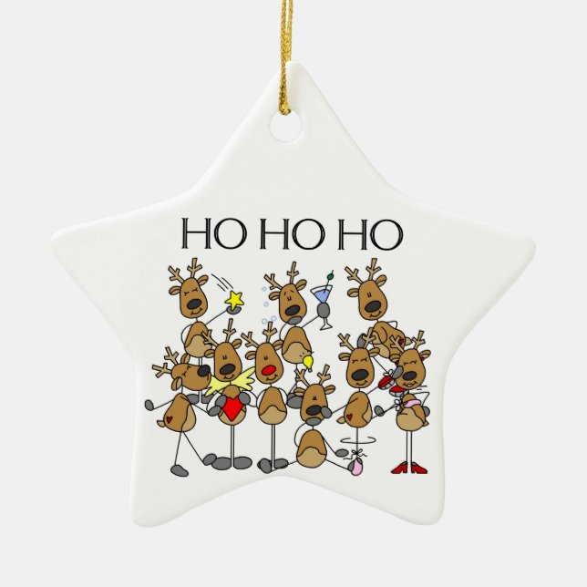 Ho Ho Ho Reindeer Keepsake Ornament (Front)