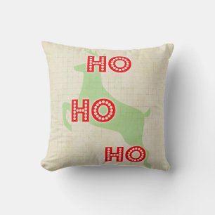 ho ho ho reindeer red green christmas throw pillow