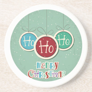 Ho Ho HO Retro Christmas Design Holiday Coaster