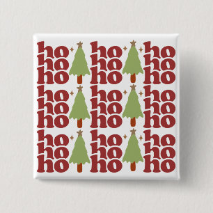 Ho Ho Ho Retro Groovy Christmas Holidays 2 Inch Square Button