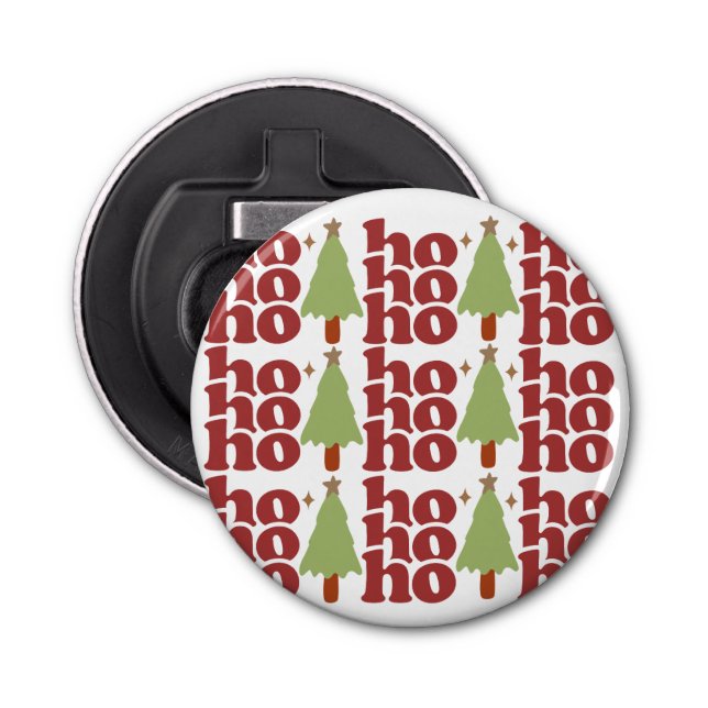 Ho Ho Ho Retro Groovy Christmas Holidays Bottle Opener (Front)