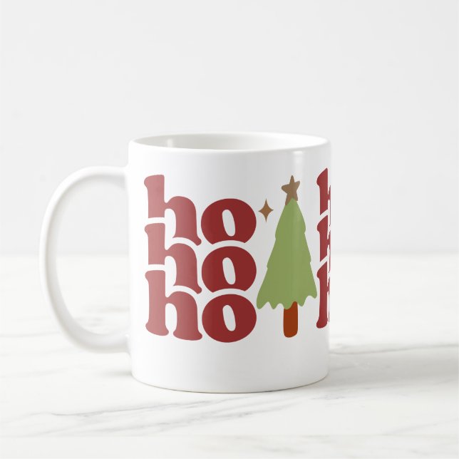 Ho Ho Ho Retro Groovy Christmas Holidays Coffee Mug (Left)