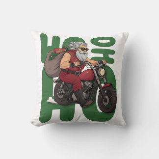 Ho Ho Ho Santa Biker Throw Pillow