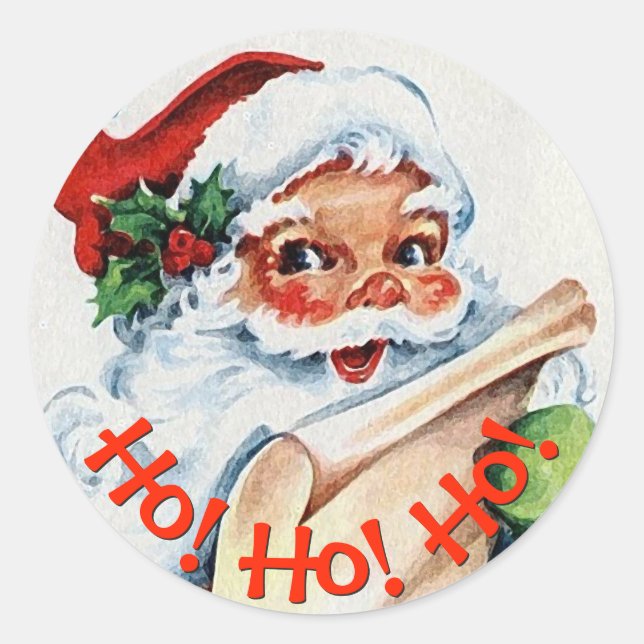 Ho! Ho! Ho! Santa Claus Christmas Classic Round Sticker (Front)