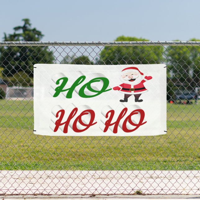 Ho Ho Ho Santa Claus Christmas red green script Banner (Insitu)