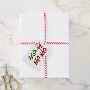 Ho Ho Ho Santa Claus Christmas red green script Gift Tags