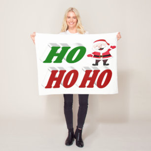 Ho Ho Ho Santa Claus Christmas typography Fleece Blanket