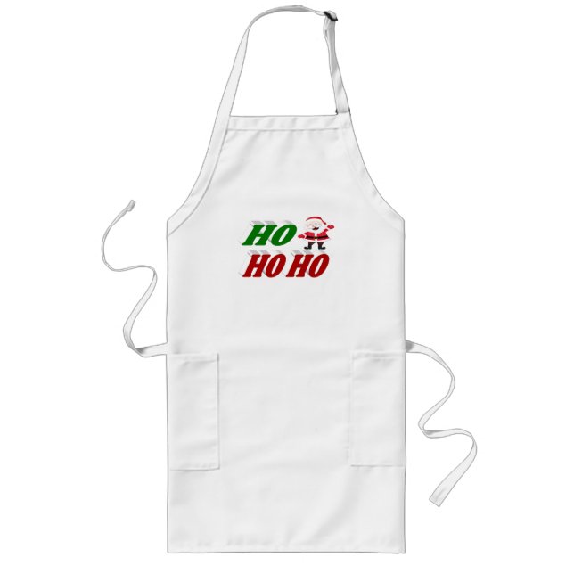 Ho Ho Ho Santa Claus Christmas typography Long Apron (Front)