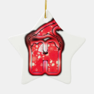 Ho Ho Ho! Santa Claus Hat Merry Christmas Star.png Ceramic Ornament