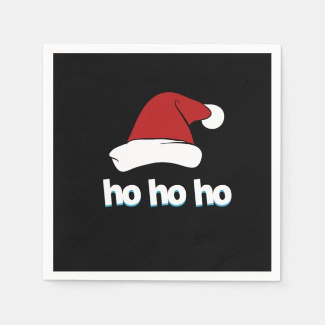 Ho Ho Ho Santa Claus Hat Xmas Christmas Vibes Napkin (Front)