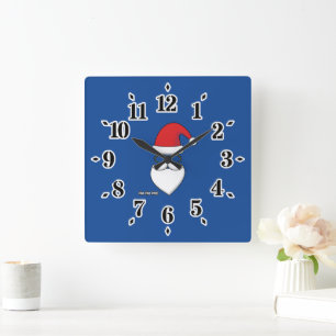 Ho Ho Ho Santa Claus Square Wall Clock