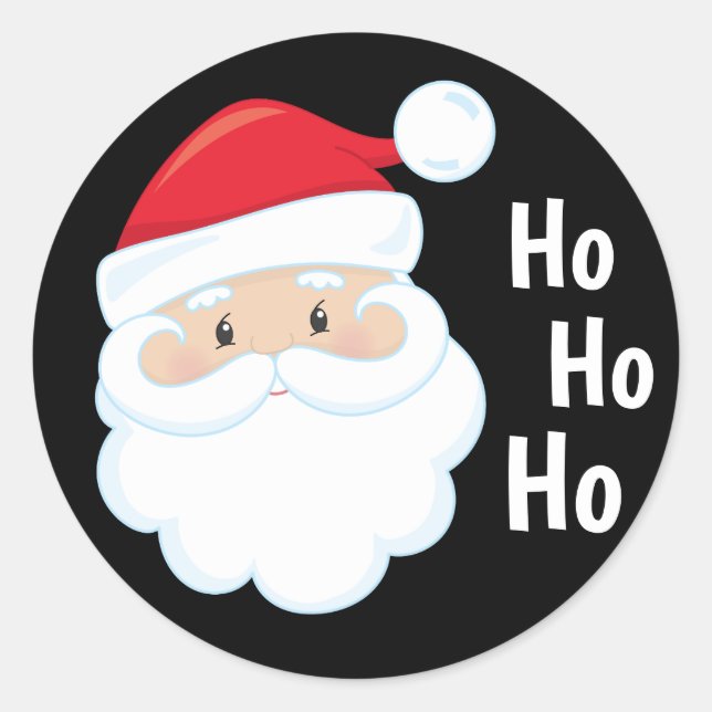Ho Ho Ho Santa Face Christmas Holidays Red White Classic Round Sticker (Front)