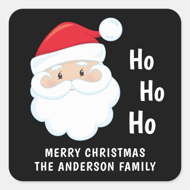 Ho Ho Ho Santa Face Christmas Personalized Square Sticker (Front)