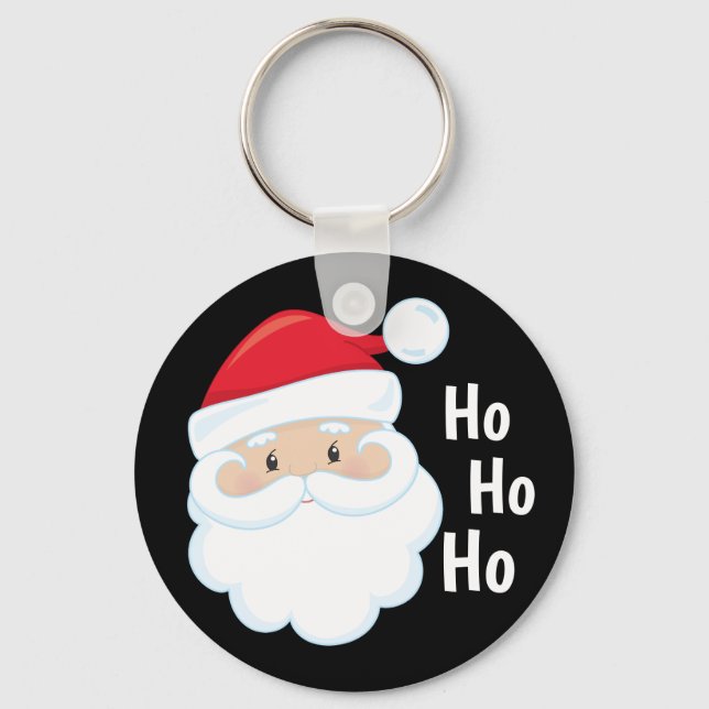 Ho Ho Ho Santa Face Merry Christmas Holidays Red Keychain (Front)