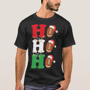 Ho Ho Ho Santa Hat American Football Fun Christmas T-Shirt