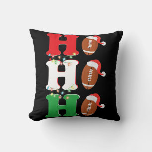 Ho Ho Ho Santa Hat American Football Fun Christmas Throw Pillow