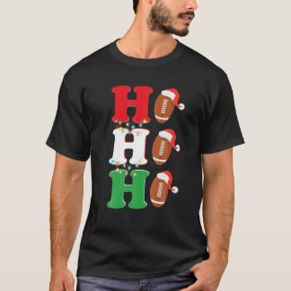Ho Ho Ho Santa Hat American Football Funny Christm T-Shirt