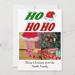 Ho Ho Ho Santa Hat Christmas photo typography Holiday Card