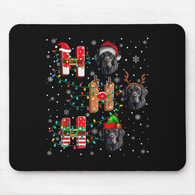 Ho Ho Ho Santa Hat Elf Matching Labrador Retriever Mouse Pad (Front)