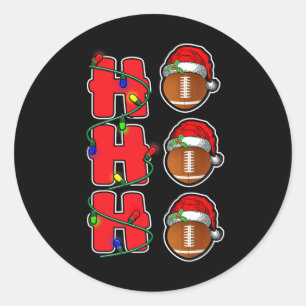 Ho Ho Ho Santa Hat Football Ball Christmas Fun Men Classic Round Sticker