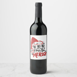 Ho Ho Ho Santa Hat Merlot Fun Wine Wine Label