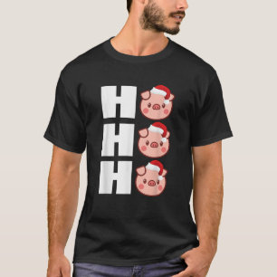 HO HO HO Santa Hat T Shirt Funny Pig Christmas Tee