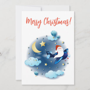 Ho ho ho! Santa on the airplane Holiday Card