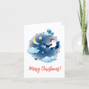 Ho ho ho! Santa on the airplane Holiday Card