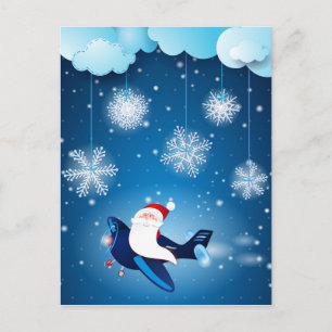 Ho ho ho! Santa on the airplane, postcard