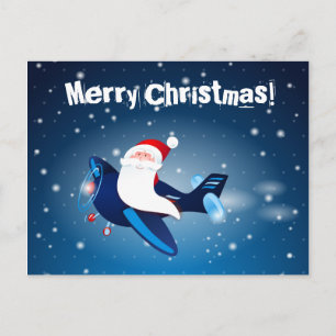 Ho ho ho! Santa on the airplane, postcard