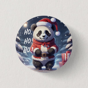 HO.HO.HO SANTA PANDA 1 INCH ROUND BUTTON