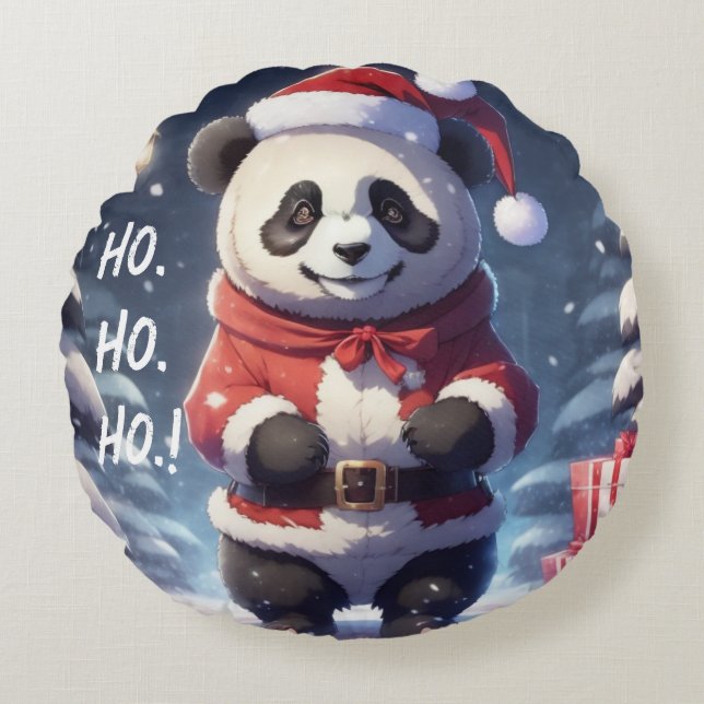 HO.HO.HO SANTA PANDA ROUND PILLOW (Front)