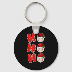 Ho-ho-ho Santa Red Plaid Claus Christmas Pajama Ba Keychain